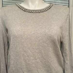 Elegant Women's Long Sleeve Top in Light Gray
